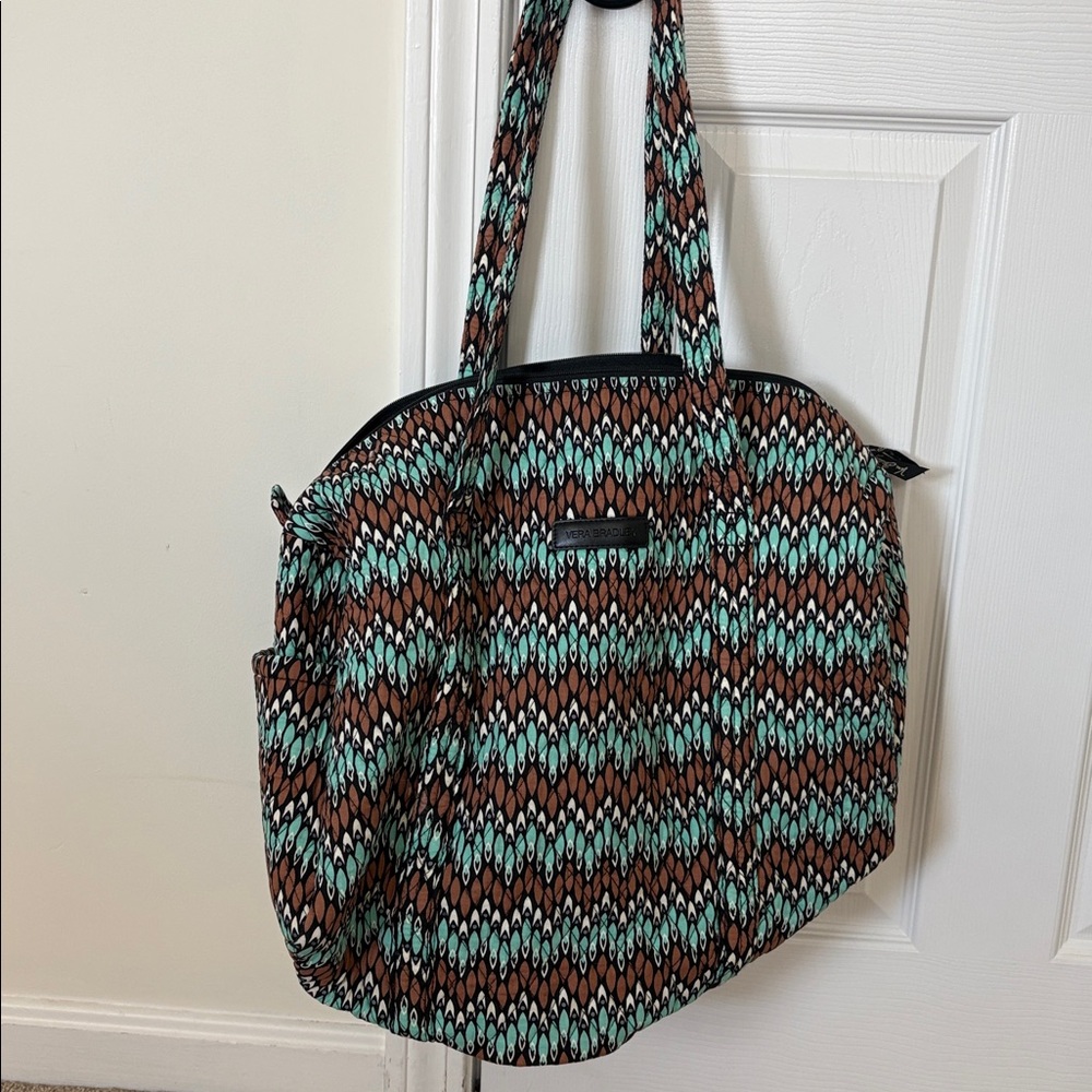 Vera Bradley Brown and Teal Patterned Duffel